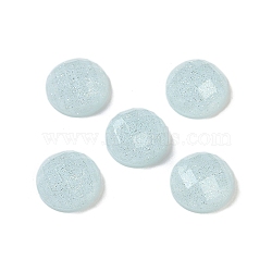 Translucent Epoxy Resin Glitter Powder Decoden Cabochons, Faceted Half Round/Dome, Pale Turquoise, 10x5mm(CRES-S367-13B-04)