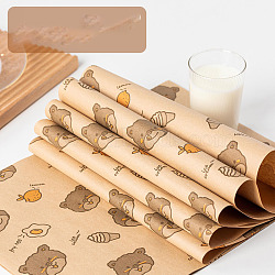 Greaseproof Paper, for Homemade Food Packaging, Rectangle with Bear Pattern, Bisque, 280x374mm, 50pcs/bag(BAKE-PW0010-01A)