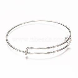 Adjustable 304 Stainless Steel Expandable Bangle Making, Stainless Steel Color, 0.15~0.85cm, Inner Diameter: 2-3/8 inch(6.05cm)(MAK-L034-001P)