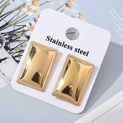 304 Stainless Steel Stud Earrings, Rectangle, Real 18K Gold Plated, 26.5x17.5mm(EJEW-Z084-02G)