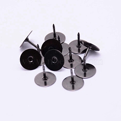 Environment-friendly Brass Head Pins, Flat Round, Gunmetal, 10x9mm, Pin: 1.2mm(KK-WH0034-50B)