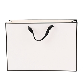 Rectangle Paper Bags, with Handles, for Gift Bags and Shopping Bags, White, 28x40x0.6cm