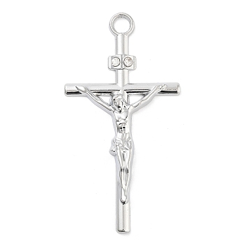 Cross Alloy Rhinestone Pendants, Antique Silver, Crystal, 63.5x33x5mm, Hole: 4.5mm