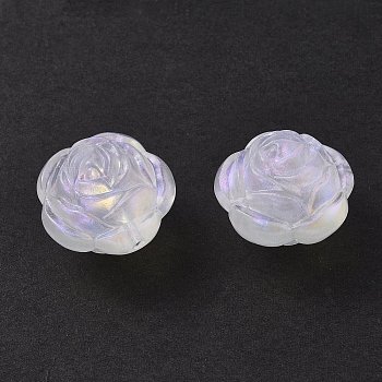 Transparent Acrylic Beads, Glitter Powder, 3D Rose, Clear, 25x22mm, Hole: 2mm, about 85pcs/500g