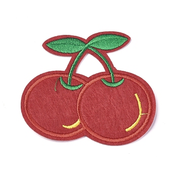 Computerized Embroidery Cloth Iron on/Sew on Patches, Costume Accessories, Appliques, for Backpacks, Clothes, Apple, FireBrick, 71x76x1mm