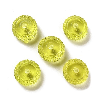 Transparent Resin Beads, Textured Rondelle, Green Yellow, 12x7mm, Hole: 2.5mm
