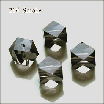 Imitation Austrian Crystal Beads, Grade AAA, Faceted, Cornerless Cube Beads, Gray, 6x5.5x5.5mm, Hole: 0.7~0.9mm
