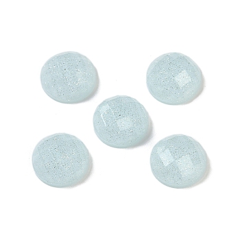 Translucent Epoxy Resin Glitter Powder Decoden Cabochons, Faceted Half Round/Dome, Pale Turquoise, 10x5mm