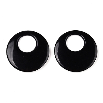 Natural
 Obsidian Pendants, Disc Charms, 49~49.5x5.5~6.5mm, hole: 20mm