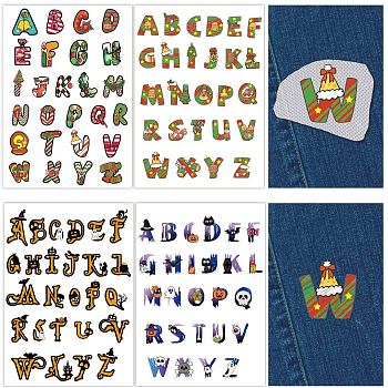 4 Sets 4 Style Christmas & Halloween Cloth Water-soluble Embroidery Aid Drawing Sketch, Letter, 297x210mm, 1pc/style