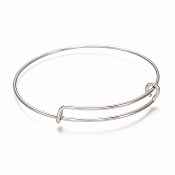 Adjustable 304 Stainless Steel Expandable Bangle Making, Stainless Steel Color, 0.15~0.85cm, Inner Diameter: 2-3/8 inch(6.05cm)