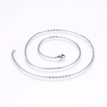 304 Stainless Steel Cable Chains Necklaces, with Lobster Claw Clasps, Stainless Steel Color, 19.7 inch(50cm), 1.5mm