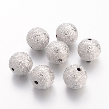 Brass Textured Beads, Nickel Free, Round, Nickel Color, Size: about 12mm in diameter, hole: 1.8mm