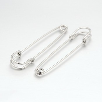 Iron Safety Pins, for Brooch Making, Kilt Needles, Platinum, 80x17x5mm