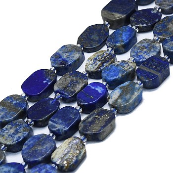 Natural Lapis Lazuli Beads Strands, Rectangle, 15~17x10~13x5~7mm, Hole: 1mm, about 22pcs/strand, 15.94 inch(40.5cm)