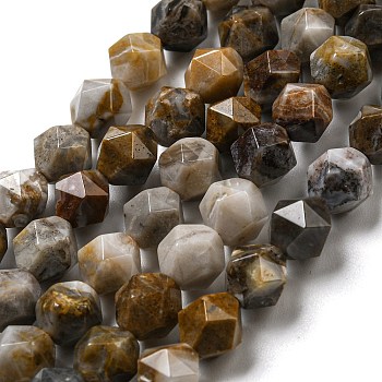 Natural Gobi Agate Beads Strands, Faceted Star Cut Beads, 6x6.5mm, Hole: 1mm, about 60~61pcs/strand, 14.96''~ 15.16''(38~38.5cm)