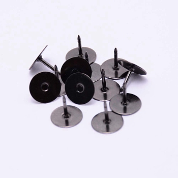 Environment-friendly Brass Head Pins, Flat Round, Gunmetal, 10x9mm, Pin: 1.2mm