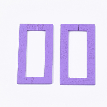 Spray Painted Wood Linking Rings, Quick Link Connectors, Rectangle, Medium Orchid, 45x24x1.5mm, Inner Measure: 35x13mm