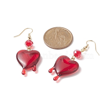 Aretes colgantes de corazón derretido de resina(EJEW-TA00216)-2