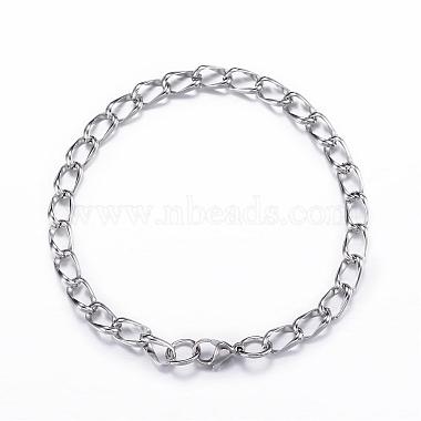 304 Stainless Steel Curb Chain Bracelets(BJEW-P064-28)-2