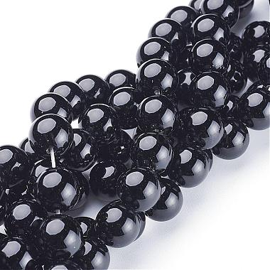 12mm Black Round Black Agate Beads