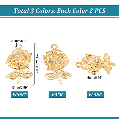 unicraftale 6pcs 3 couleurs 304 pendentifs en acier inoxydable(FIND-UN0001-22)-4