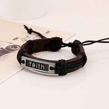 bracelets réglables en cordon de peau de vache pour hommes(BJEW-PW0001-02)-4