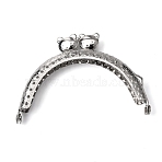 Iron Purse Frames Handles, Half Round with Cat, for Bag Accessories, Platinum, 6x8.8x1.15cm, Inner Diameter: 8cm(FIND-WH0099-70P-A)