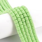 Polymer Clay Bead Strands, Column, Pale Green, 5~7x6mm, Hole: 1.5~2mm, about 61~69pcs/strand, 15.74 inch(CLAY-T001-C02)