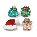 Christmas Themes Acrylic Claw Hair Clips, with Iron Findings, Hair Accessories for Girls Women, with Glitter Powder, Mixed Shapes, 24~26x24~37x21~28.5mm(PHAR-B091-01)