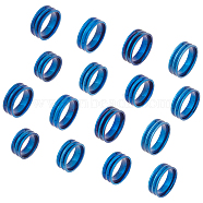 16Pcs 8 Size Titanium Steel Grooved Finger Ring for Men Women, Blue, Inner Diameter: 16~23mm, 2Pc/size(RJEW-UN0002-63)