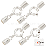 4 Sets 925 Sterling Silver Spring Ring Clasps, with Cord Ends, Silver, 19mm, Inner Size: 2mm(STER-BBC0001-45B)