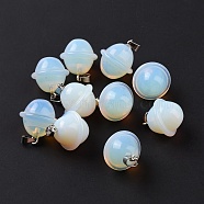 Opalite Pendants, Planet Charms, with Platinum Plated Alloy Snap on Bails, 19.5~21.5x18~18.5mm, Hole: 5.5x3.3mm(G-B041-01P-19)