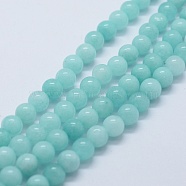 Natural & Dyed Jade Bead Strands, Imitation Aquamarine, Round, 12mm, Hole: 1.5mm, about 32pcs/strand, 14.37 inch(36.5cm)(G-P370-02-12mm)