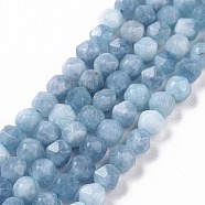 Natural Quartz Beads Strands, Faceted Polygon, Dyed & Heated, Light Steel Blue, 7.5~8x8x8mm, Hole: 1.2mm, about 48pcs/strand, 15.35 inch(39cm)(G-G990-B03-I)