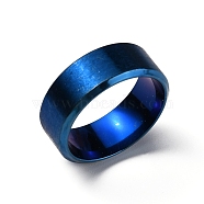 Titanium Steel Wide Band Finger Rings for Women Men, Plain Band Rings, Blue, 8mm, Inner Diameter: US Size 8 1/4(18.2mm)(RJEW-WH0009-13D-BU)