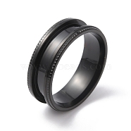 Titanium Steel Grooved Finger Ring for Men Women, Electrophoresis Black, Inner Diameter: 21mm(RJEW-WH0004-30F-EB)