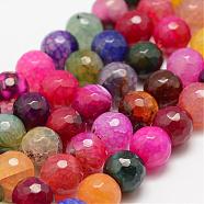 Faceted Natural Dragon Veins Fire Crackle Agate Beads Strands, Round, Dyed & Heated, Colorful, 10mm, Hole: 1.5mm,  about 38pcs/strand, 14 inch(35.6cm)(G-F447-10mm-F01)