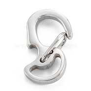 304 Stainless Steel Push Gate Snap Keychain Clasp Findings, Stainless Steel Color, 16.5x10x4mm, Hole: 6.5x2mm(STAS-C024-18P)