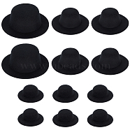 12Pcs 3 Styles EVA Cloth Mini Hat Fascinator Base, for DIY Crafts Hair Accessories Decoration, Black, 58~135x21~53mm, Inner Diameter: 29~82.5mm(AJEW-BC0007-02)