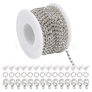 DIY Tennis Chain Bracelet Necklace Making Kit, Including Brass Rhinestone Strass Chains & Cup Chain Ends & Clasps & Jump Rings, Silver, Chain: 10 Yards/bag(DIY-CN0002-17)