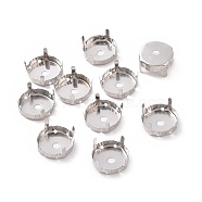 Non-Tarnish Stainless Steel Rhinestone Claw Settings, Flat Round, Stainless Steel Color, 17x8mm, Tray: 16mm(STAS-L229-04B)