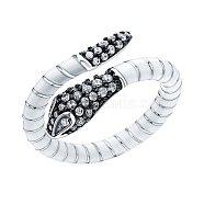 S925 Silver Snake Ring with Zirconia, Exaggerated and Trendy Design.(GE9374-1)