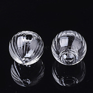 Handmade Blown Glass Globe Bottles, for Glass Vial Pendants Making, Pumpkin, Clear, 16x14~15mm, Half Hole: 5mm(BLOW-T001-03)