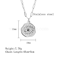 304 Stainless Steel Pendant Necklaces, Eye, Stainless Steel Color, 17.72 inch(45cm)(QZ6999-7)