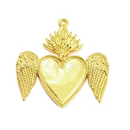 Alloy Pendant Rhinestone Settings, Heart with Wings, Golden, Fit for Rhinestone: 1.4mm, 43x42x3mm, Hole: 1.7mm(PALLOY-H132-02G-02)