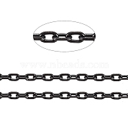 304 Stainless Steel Cable Chains, Diamond Cut Chains, Soldered, Faceted, with Spool, Oval, Electrophoresis Black, 1.5x1x0.3mm, about 32.8 Feet(10m)/roll(CHS-D004-01B)