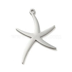 Non-Tarnish 304 Stainless Steel Pendants, Laser Cut, Starfish Charm, Stainless Steel Color, 29x20x1mm, Hole: 1.5mm(STAS-O005-02P)