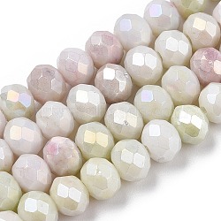 Faceted Electroplated Glass Beads Strands, AB Color Plated, Abacus, Pale Goldenrod, 6x5mm, Hole: 1.2mm, about 88~89pcs/strand, 17.05 inch~17.32 inch(43.3~44cm)(X-GLAA-C023-02-A03)