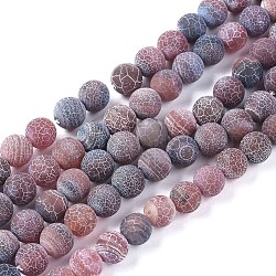 Natural Weathered Agate Beads Strands, Dyed & Heated, Frosted, Round, Saddle Brown, 10~10.5mm, Hole: 1.2mm, about 38pcs/strand, 14.96 inch(38cm)(G-L534-03-10mm)
